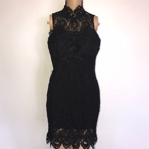 High neck lace dress